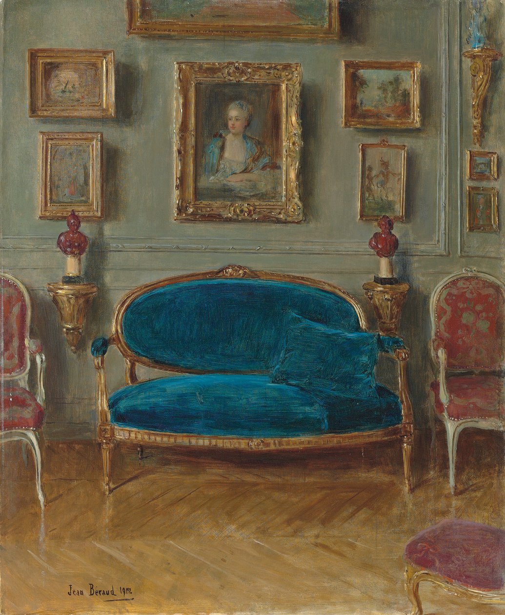 Den blå soffan, 1912 av Jean Beraud