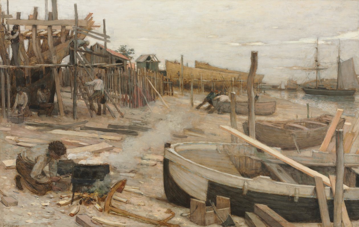 Båtvarvet, ca. 1875. av Jean Charles Cazin