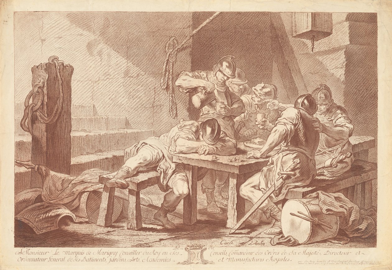 Vakt hus av Jean Charles François after Carle Van Loo