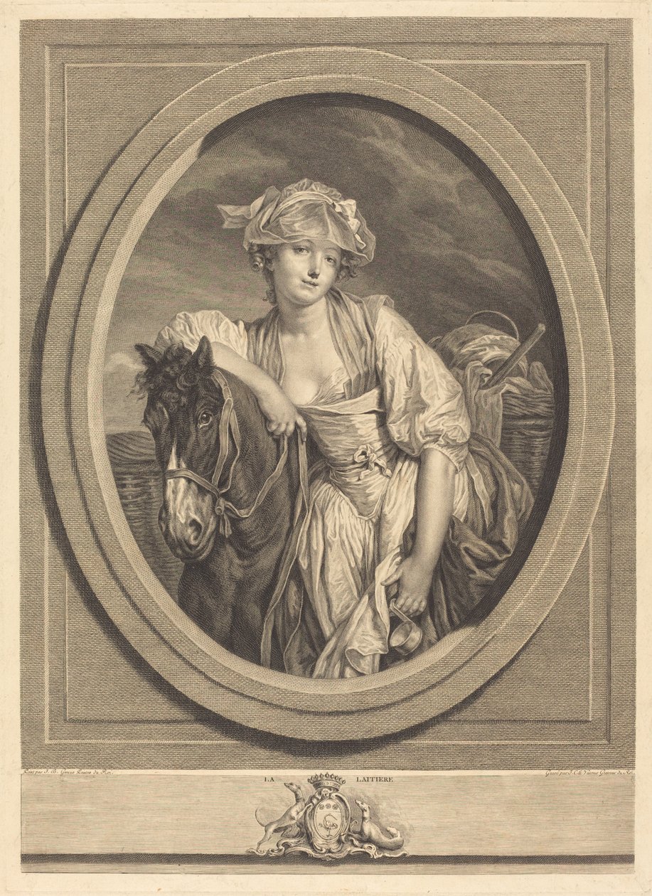 Mjölkflickan av Jean Charles Levasseur after Jean Baptiste Greuze
