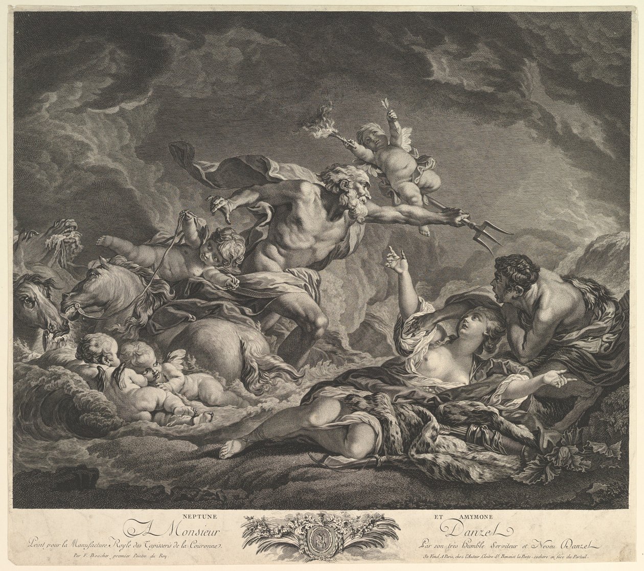 Neptunus och Amymone, 1700-talet. av Jean Claude Danzel