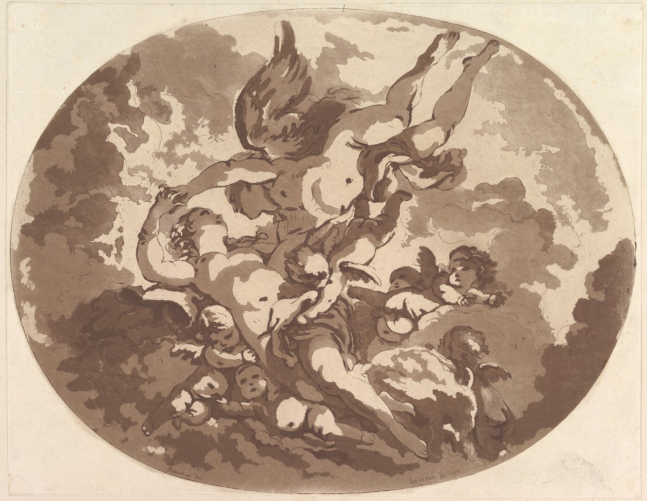 Venus och Amor, 1766. av Jean Claude Richard Saint Non
