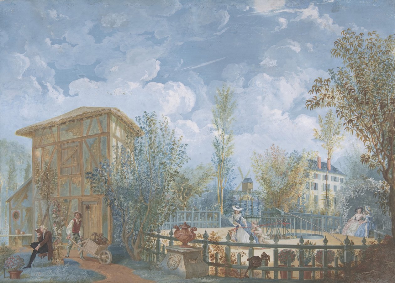Figurer i en trädgård, 1784. av Jean Démosthène Dugourc