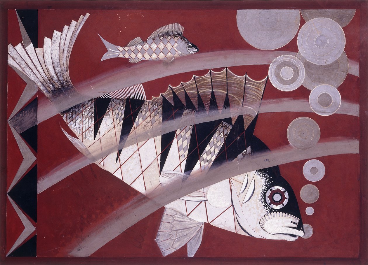 Fisk, ca 1925 (gouache, penna och bläck på papper) av Jean Dunand