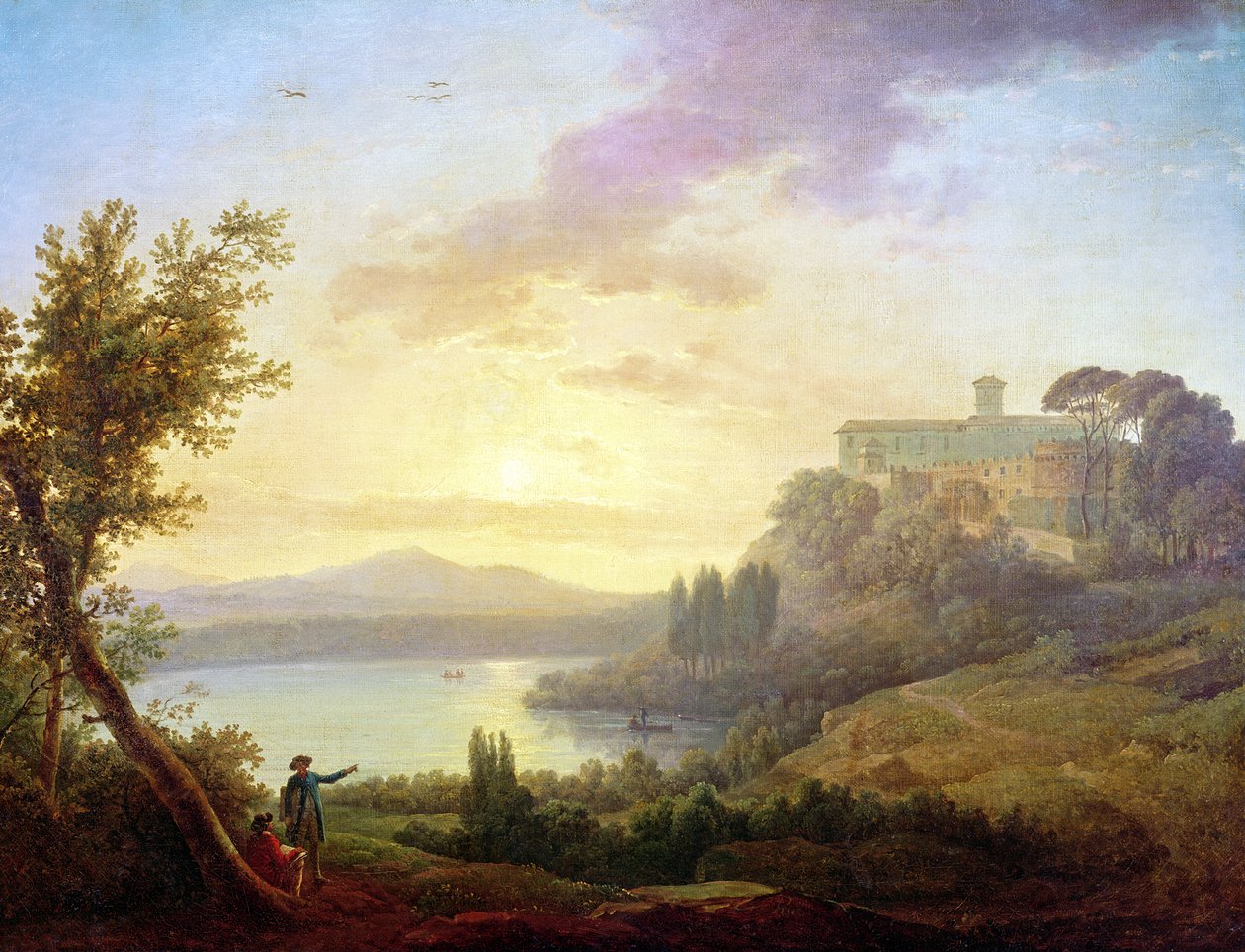 Italienskt landskap, solnedgång av Jean Francois Hue