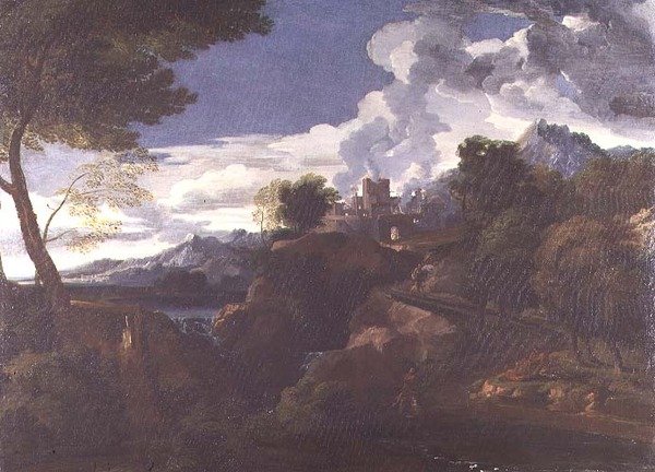 Landskap med en brinnande stad av Jean Francois I Millet