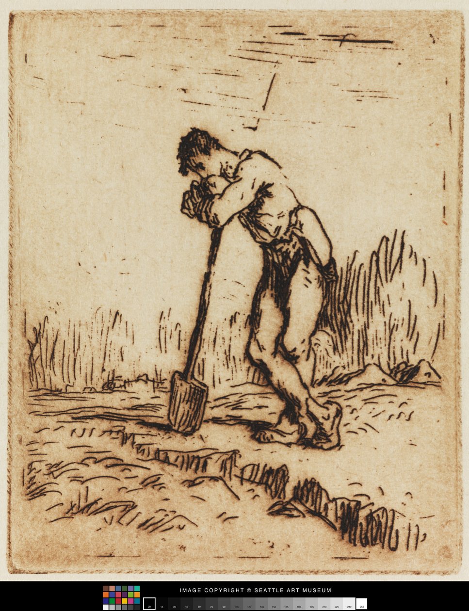 Man lutad på sin spade av Jean Francois I Millet