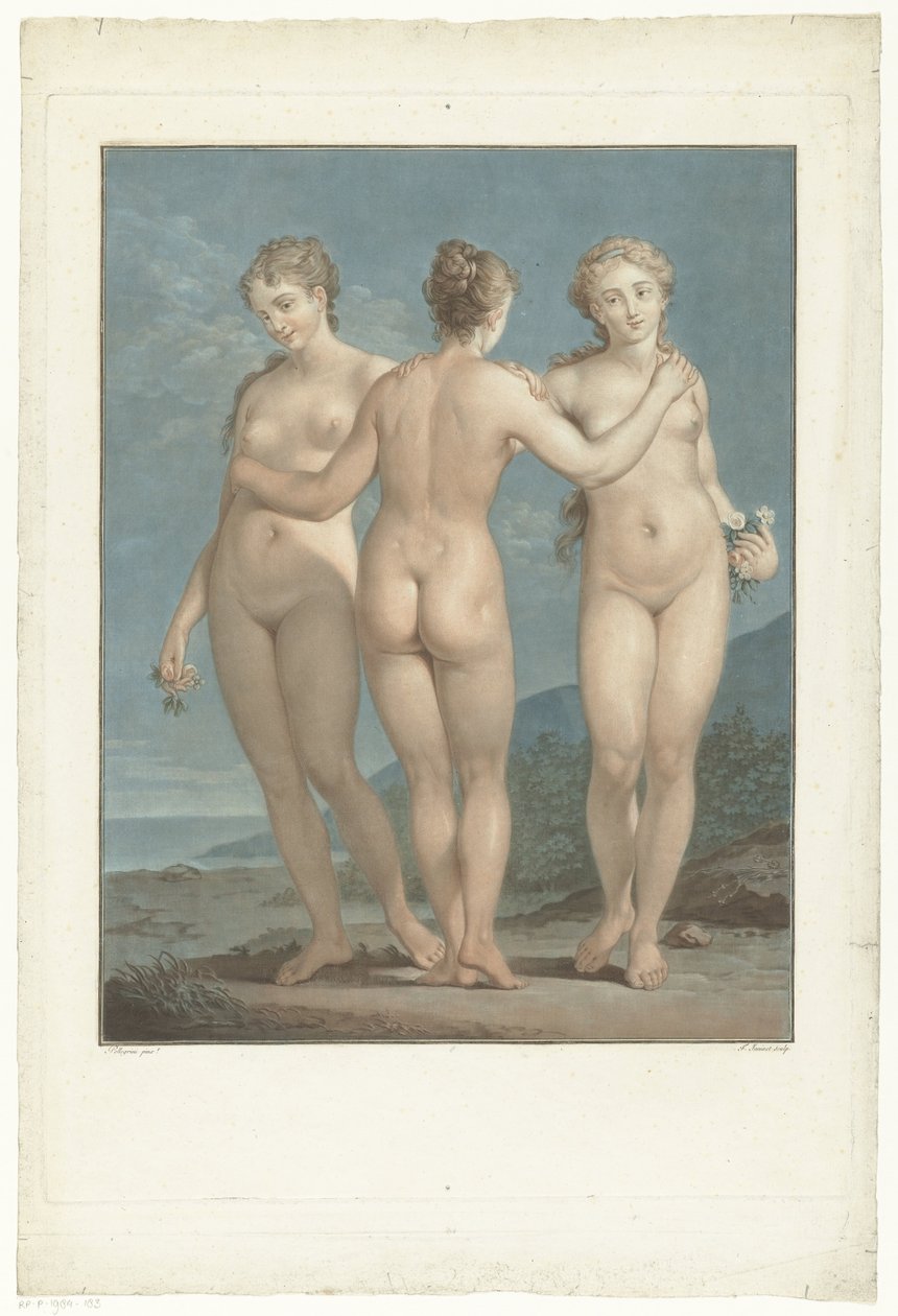 Drie Gratien De tre nåderna av Jean Francois Janinet