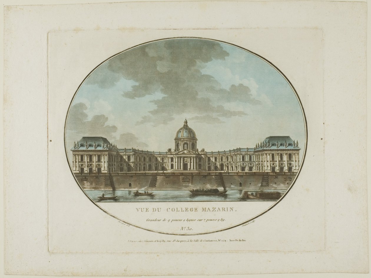 Utsikt över Mazarin College av Jean Francois Janinet