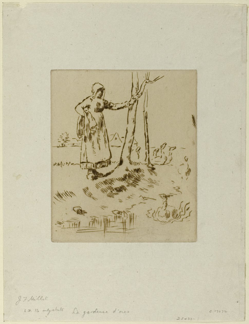 En flicka som sköter gäss av Jean Francois Millet