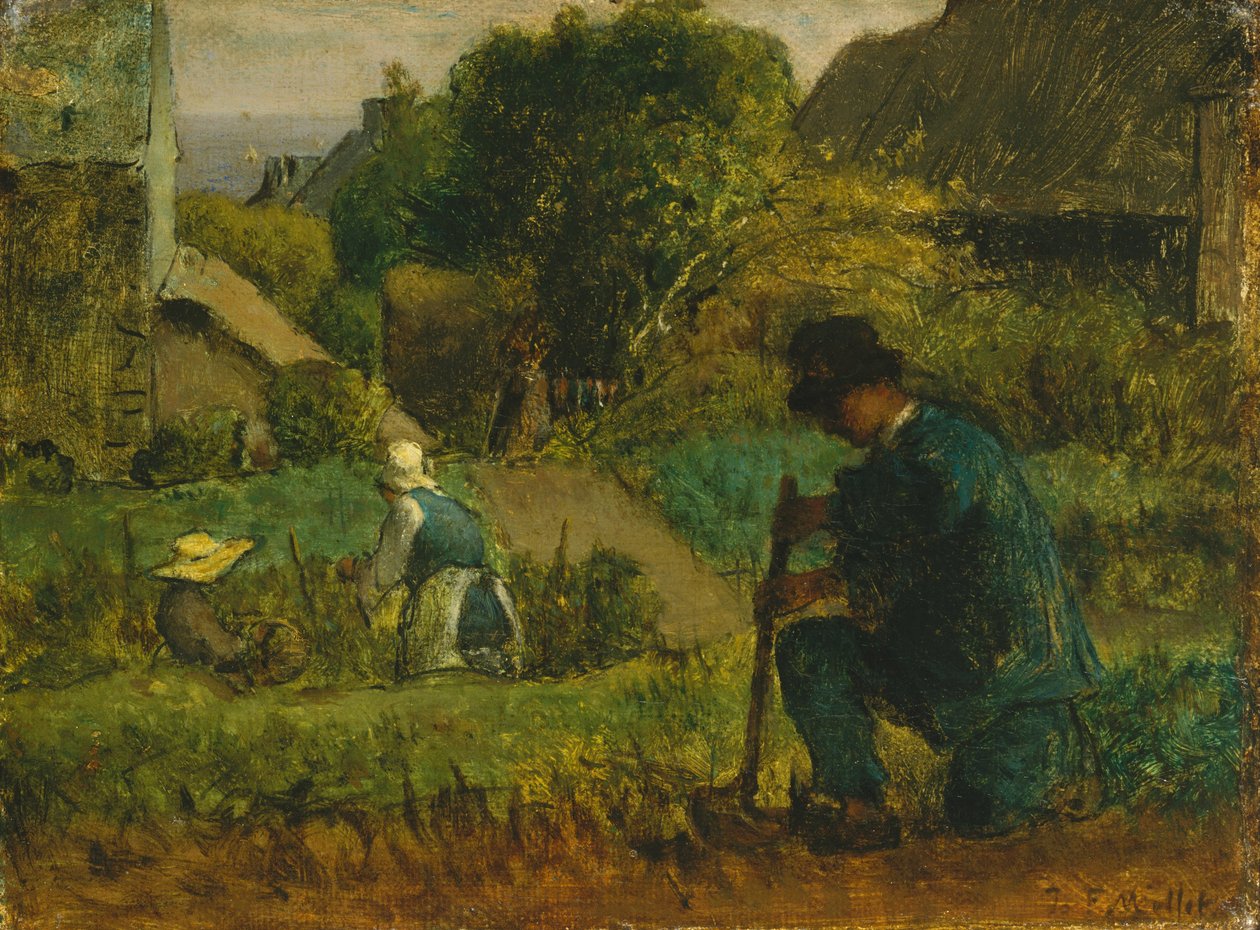Trädgårdsscen, 1854 av Jean Francois Millet