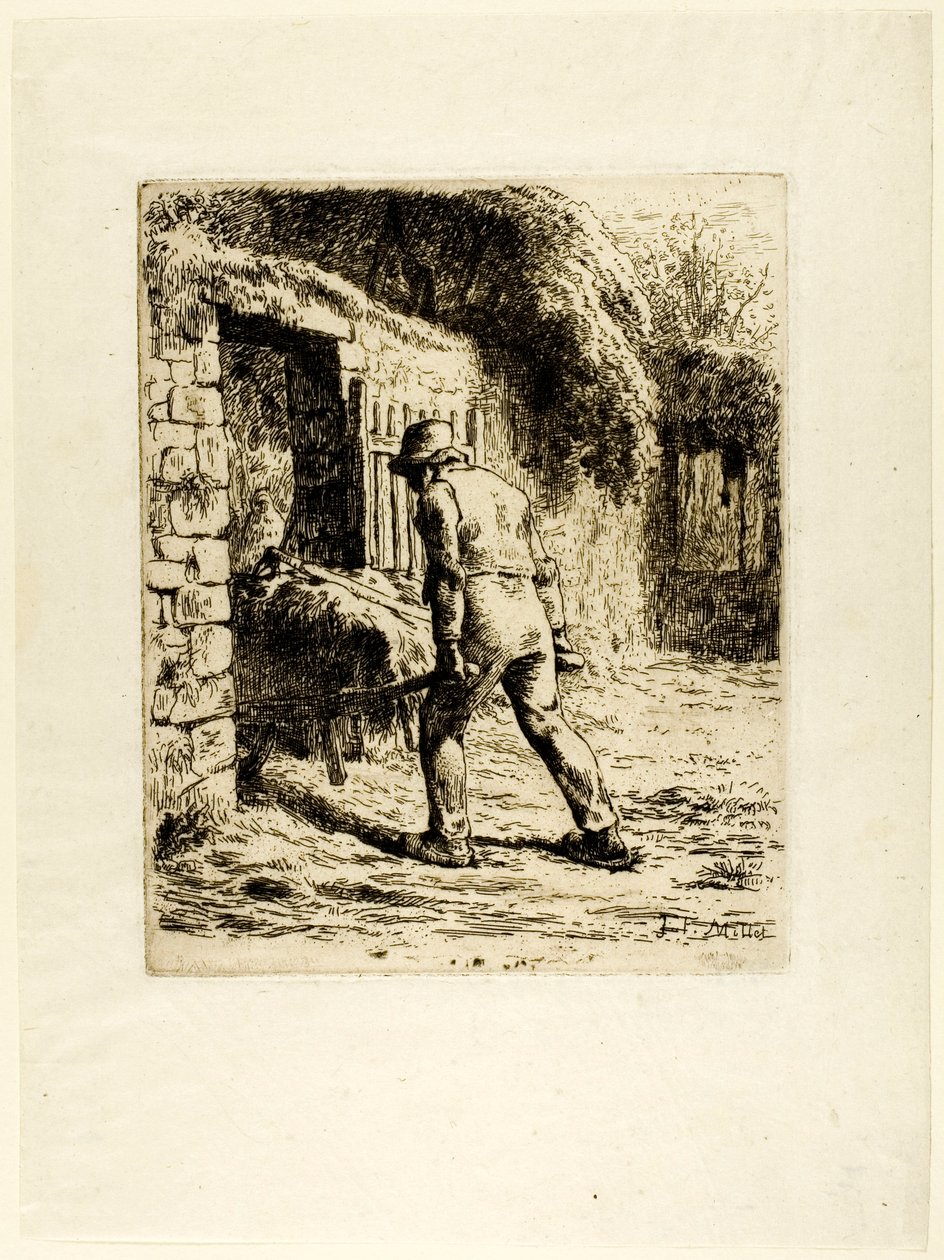 Bonde med en skottkärra av Jean Francois Millet