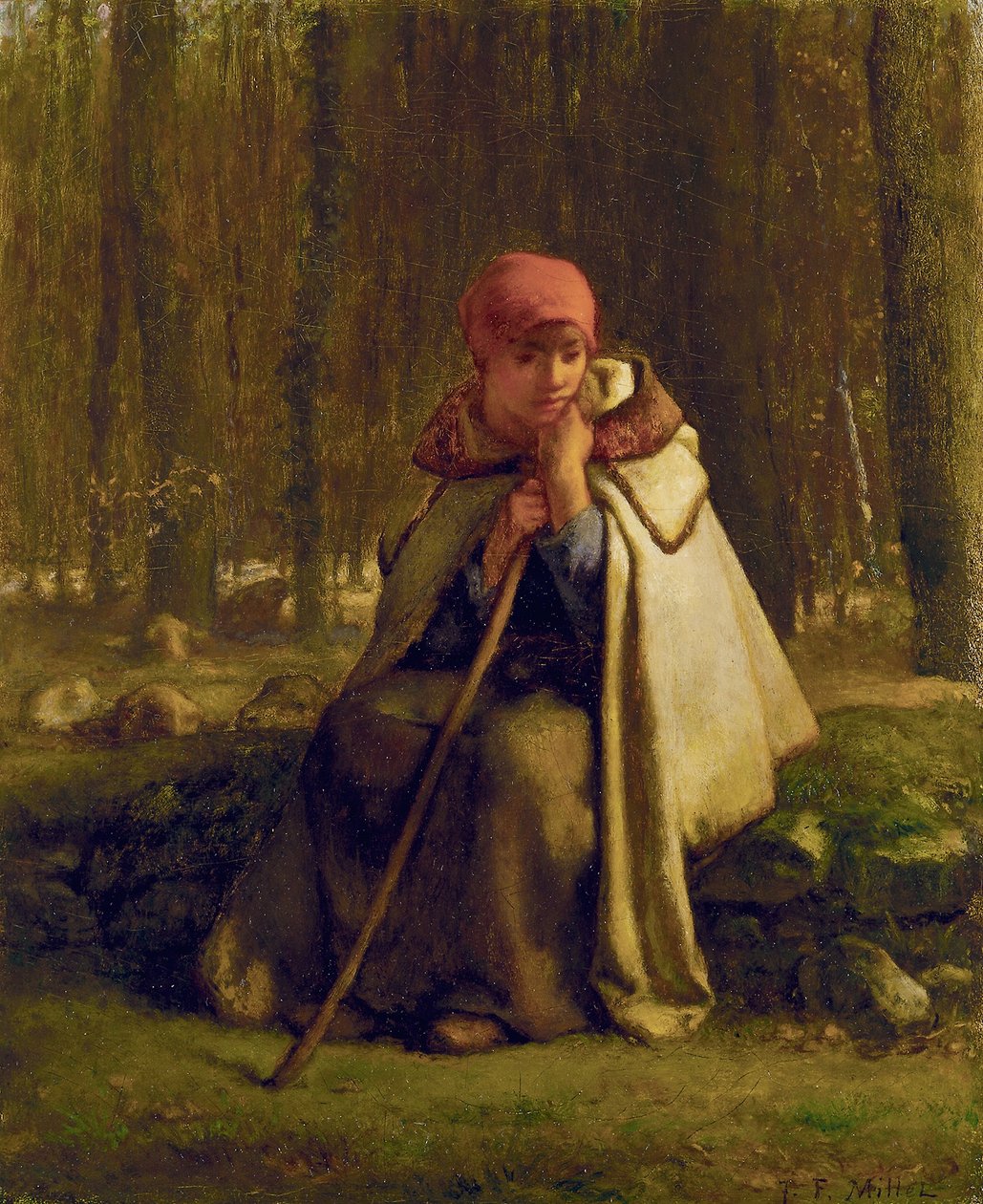 Sittande herdinna, ca 1852 av Jean Francois Millet