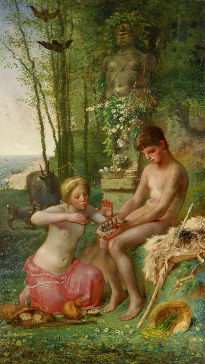 Spring Daphnis och Chloë, 1865 av Jean Francois Millet