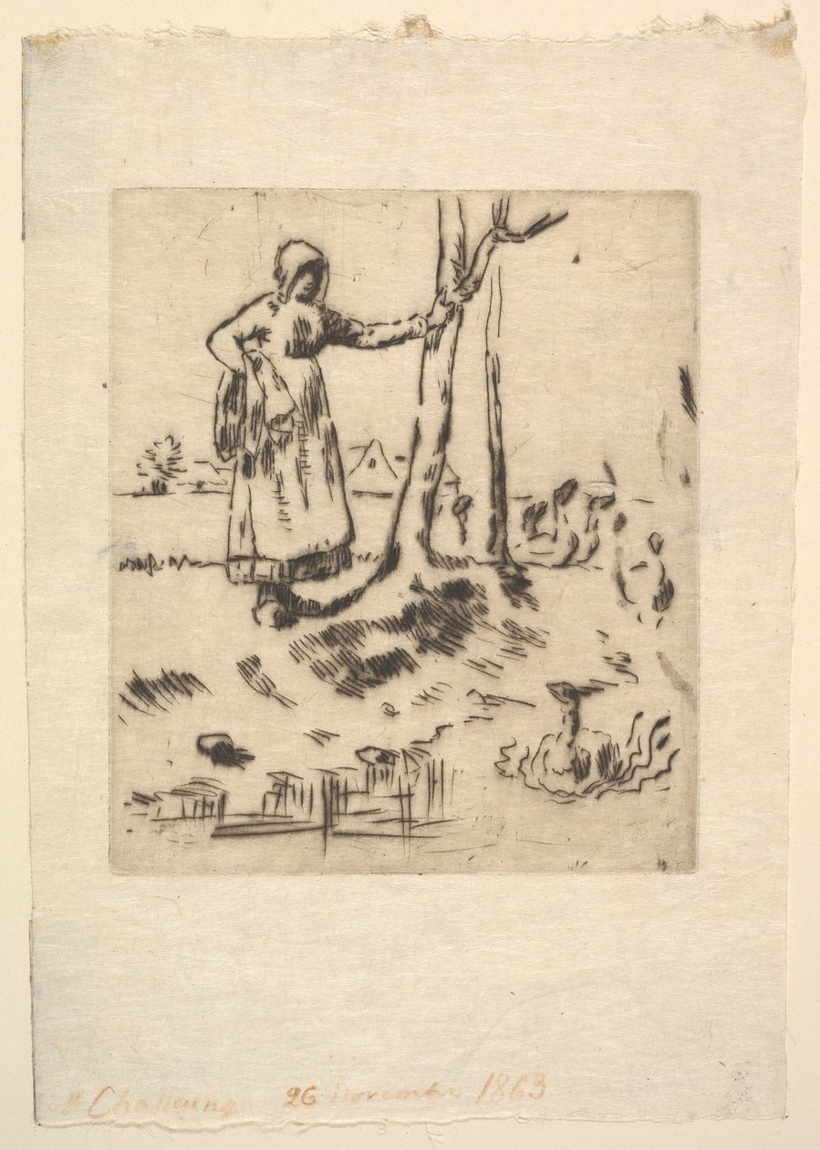 Gåsflickan, 1830-75. av Jean Francois Millet