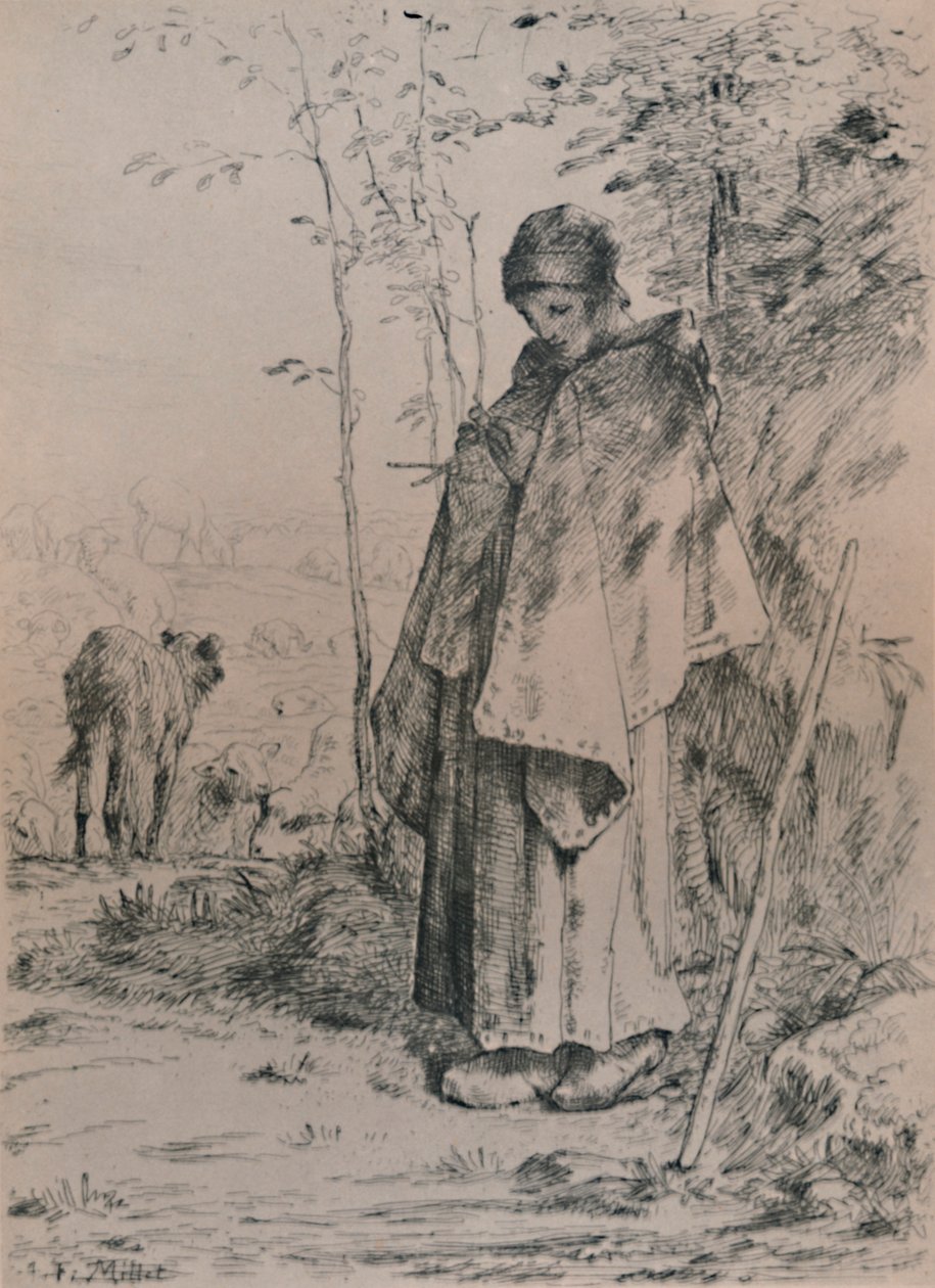 Herdinnan, 1862, 1946 av Jean Francois Millet