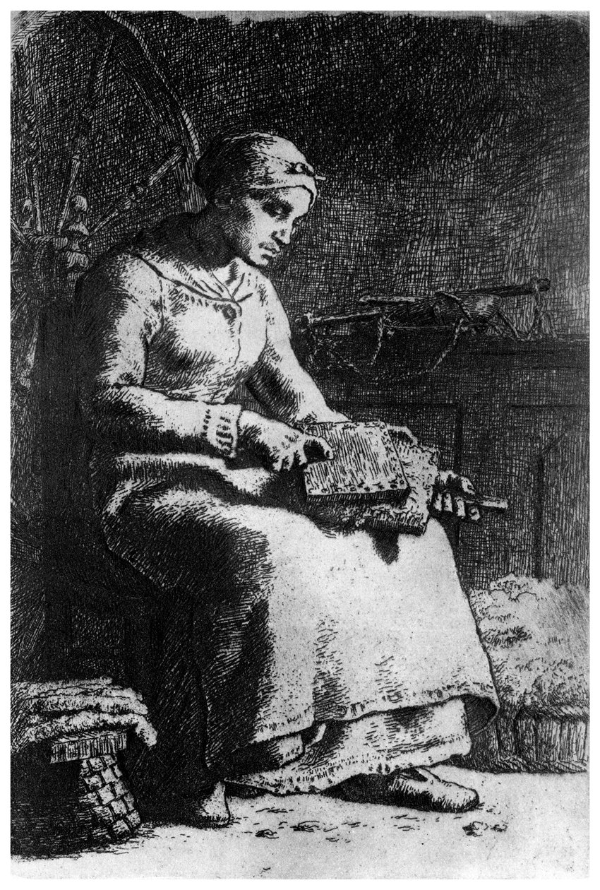 The Wool Carder, c1835-1875 1924 av Jean Francois Millet
