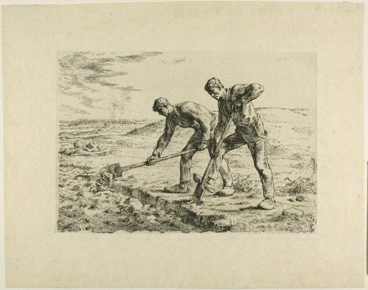 Två män som gräver av Jean Francois Millet