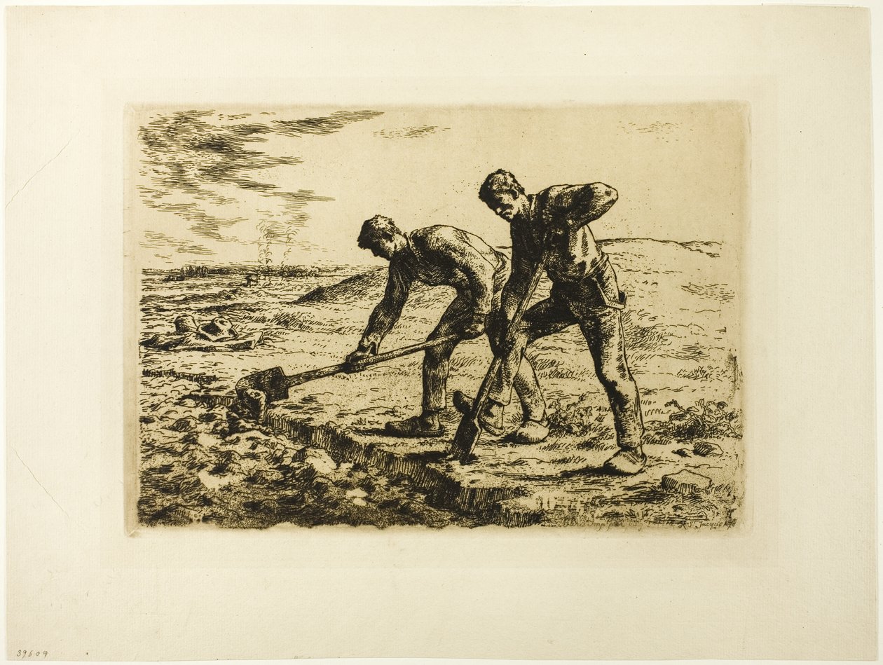 Två män som gräver av Jean Francois Millet
