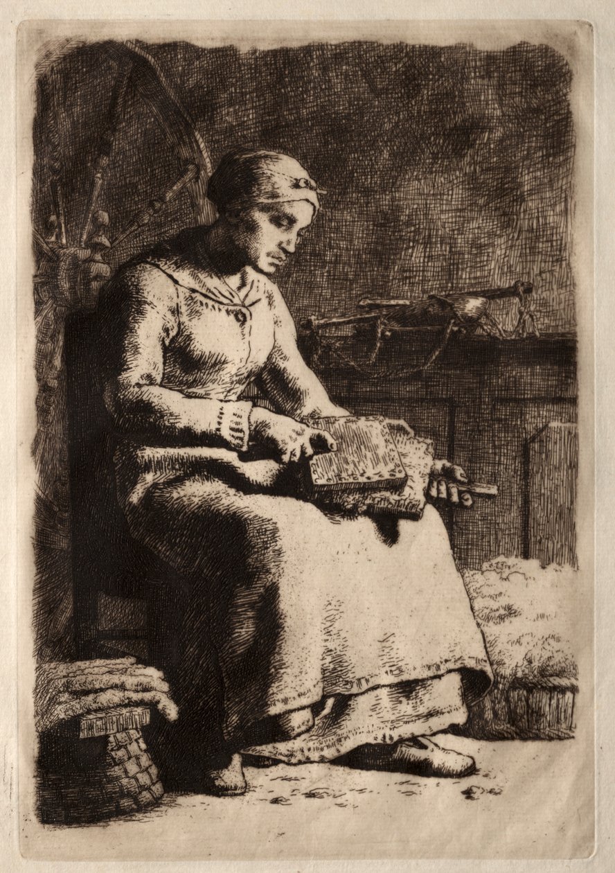 Kvinna som kardar. av Jean Francois Millet