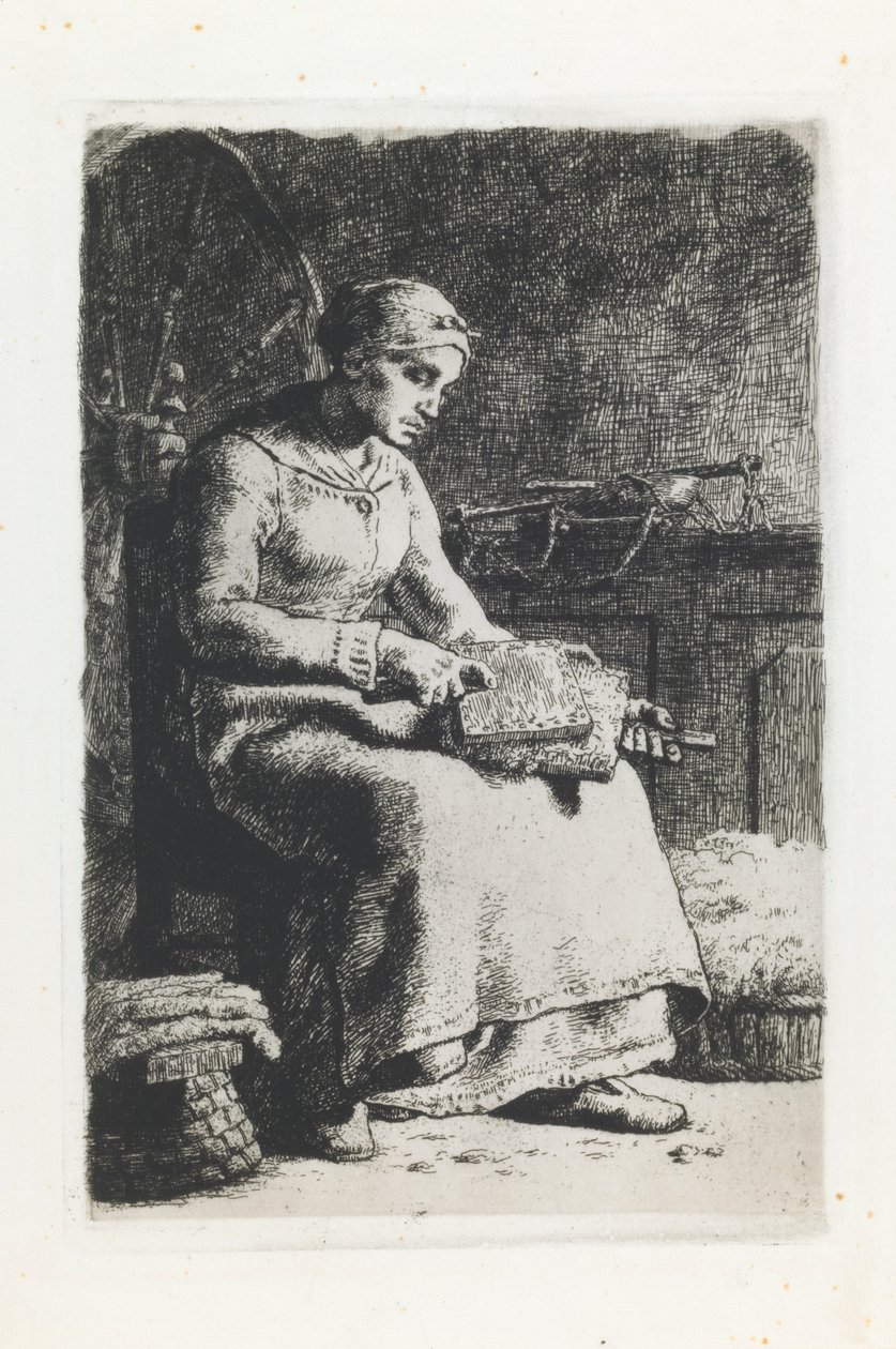 Kvinna som kardar ull av Jean Francois Millet