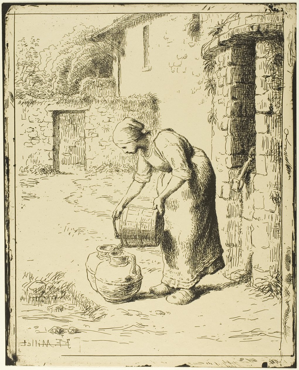 Kvinna tömmer en hink av Jean Francois Millet