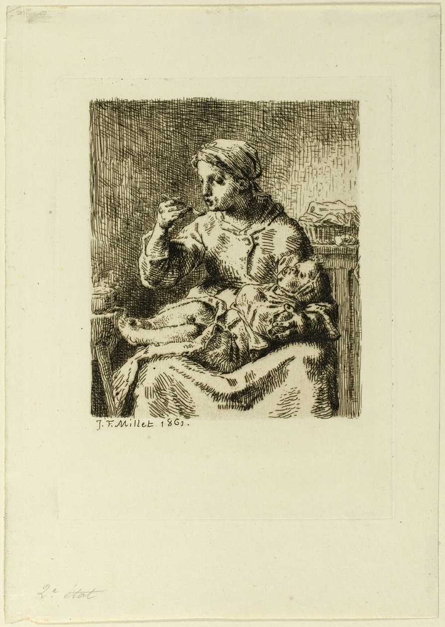 Kvinna Matar Hennes Barn av Jean Francois Millet