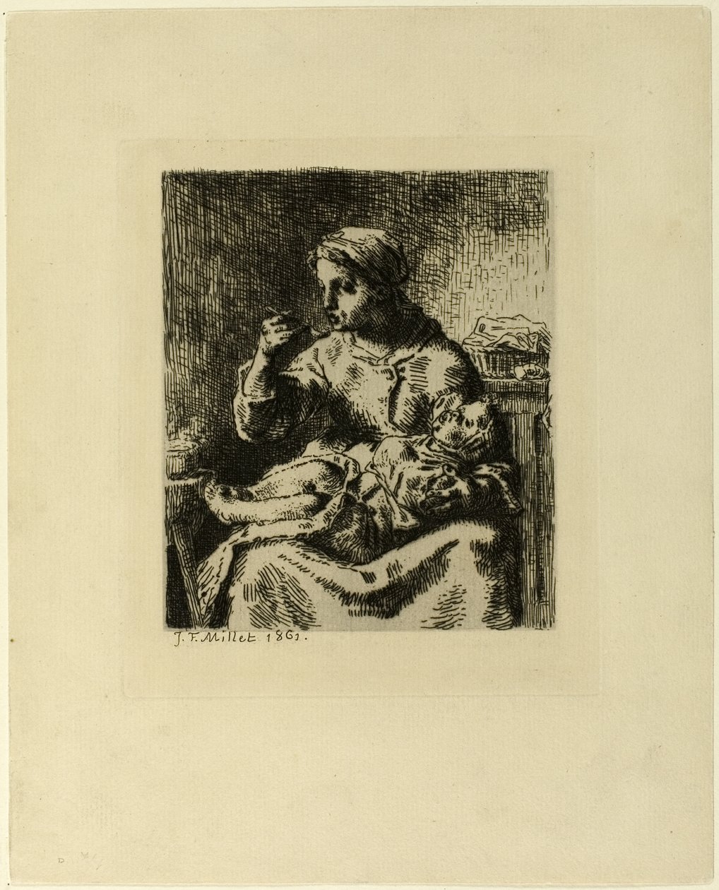 Kvinna Matar Hennes Barn av Jean Francois Millet