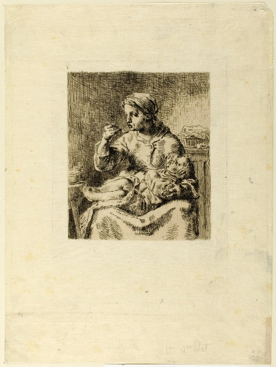 Kvinna Matar Hennes Barn av Jean Francois Millet