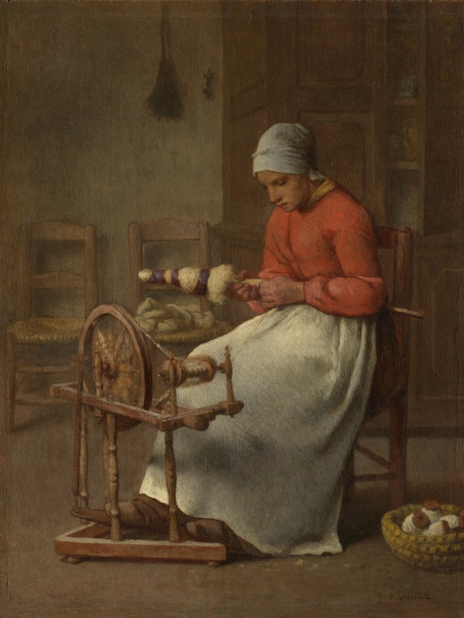 Kvinna som spinner, ca 1855-60 av Jean Francois Millet
