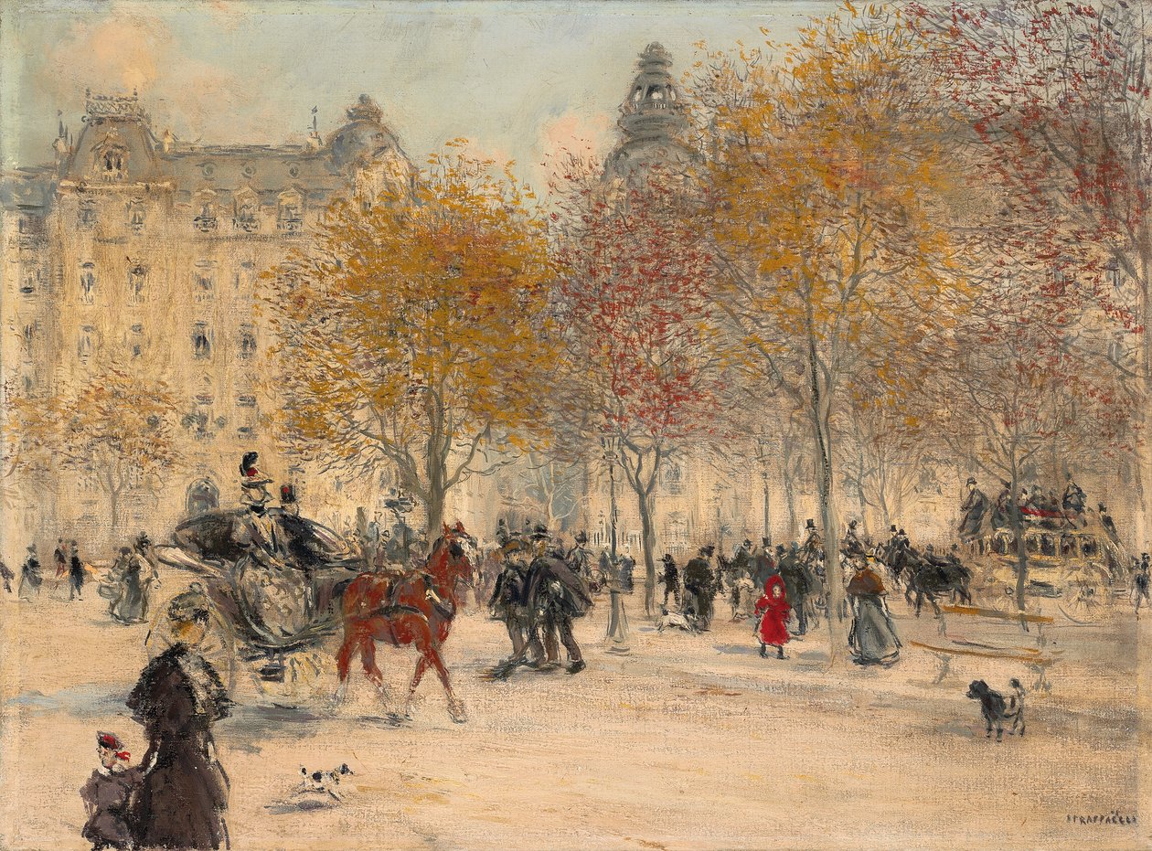 Höst i Paris (olja på duk) av Jean Francois Raffaelli