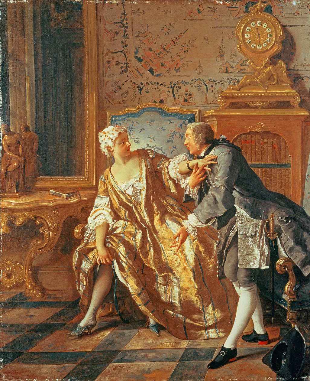 Strumpebandet (olja på duk) av Jean François de Troy