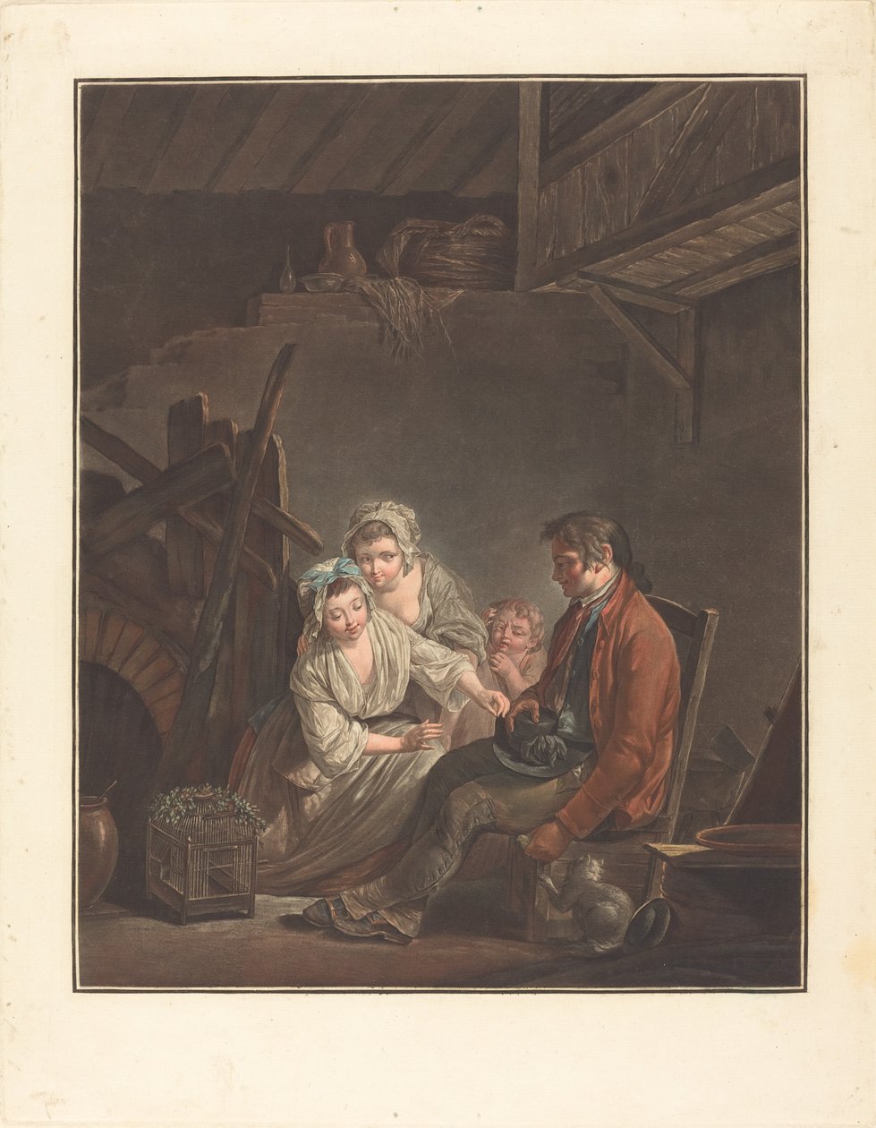 Den privata fågeln av Jean François Janinet after Jean Jacques Lagrenée II