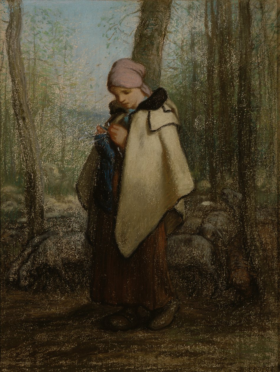 Den stickande herdinnan av Jean Francois Millet