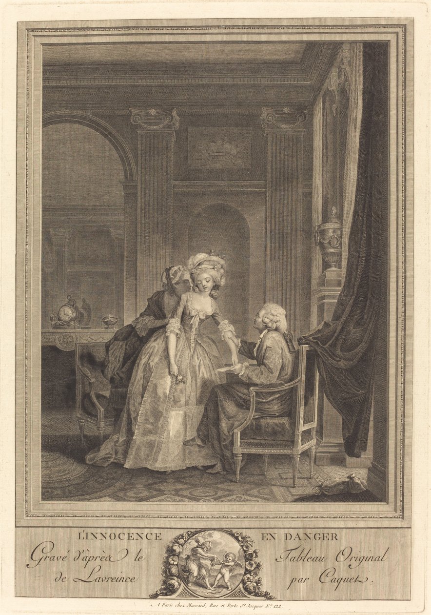 Oskuld i fara av Jean Gabriel Caquet after Nicolas Lavreince