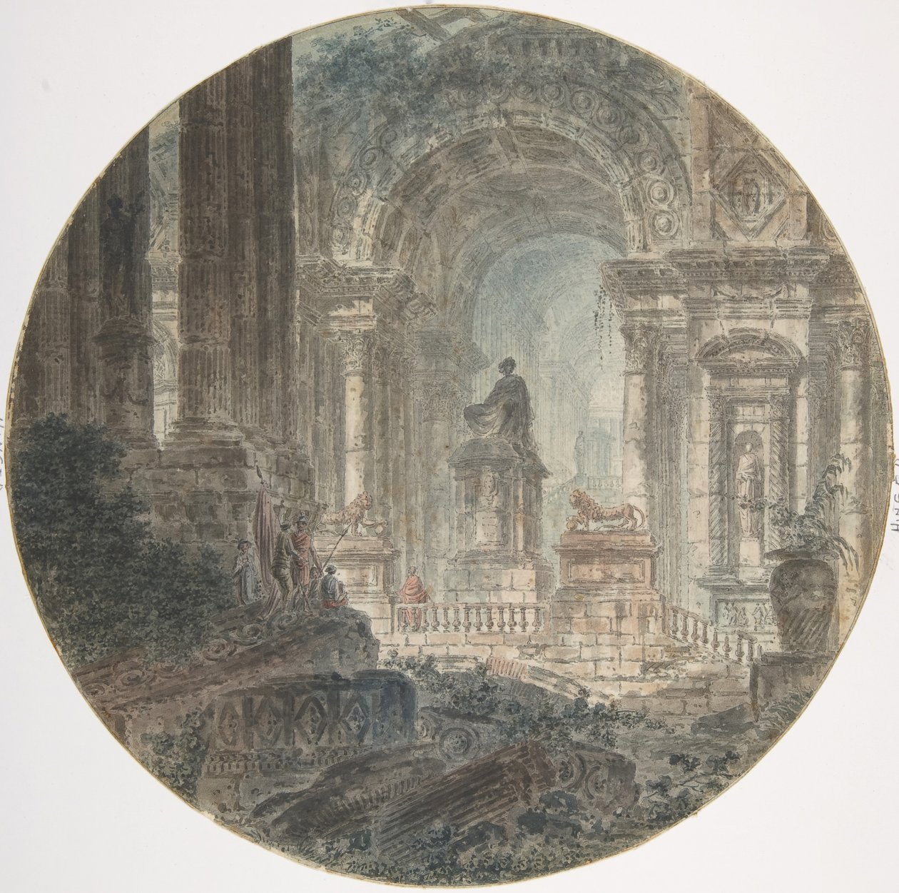 Arkitektonisk fantasi, sent 1700-tal. av Jean Henri Alexandre Pernet.