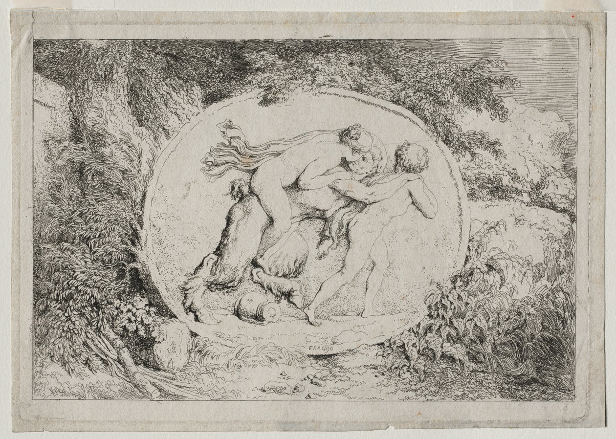 Bacchanals: Nymf ligger att satir av Jean Honore Fragonard