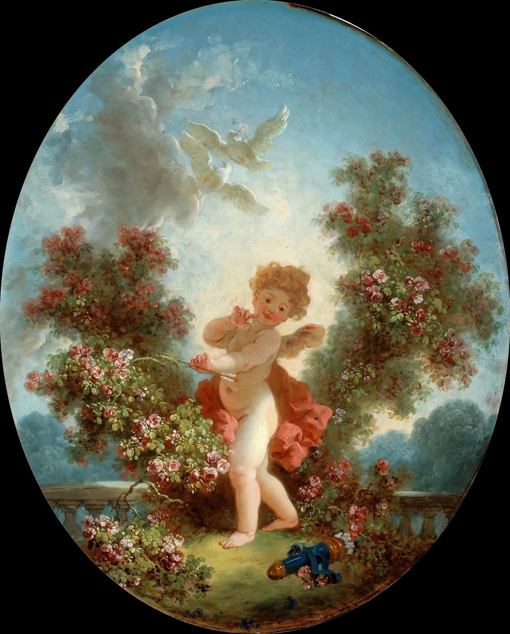 Amor som en vaktpost, ca. 1780. av Jean Honore Fragonard