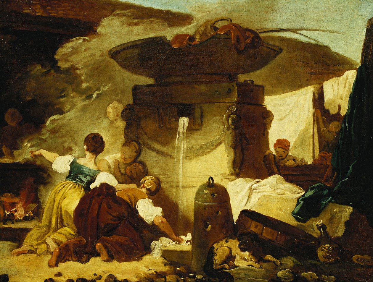 Tvätterier vid fontänen, av Jean Honore Fragonard
