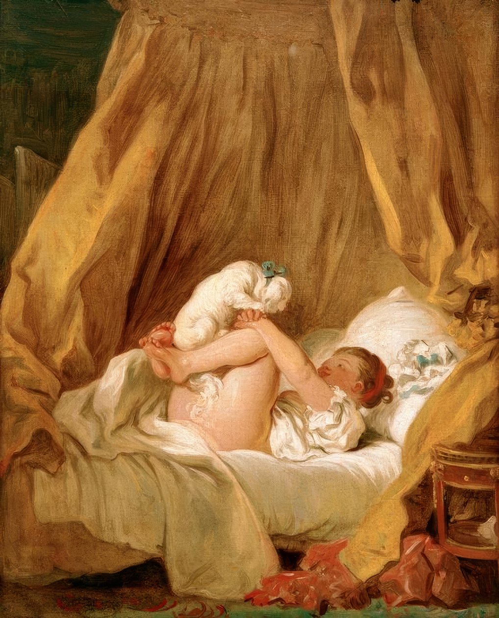 Flicka med hund av Jean Honore Fragonard