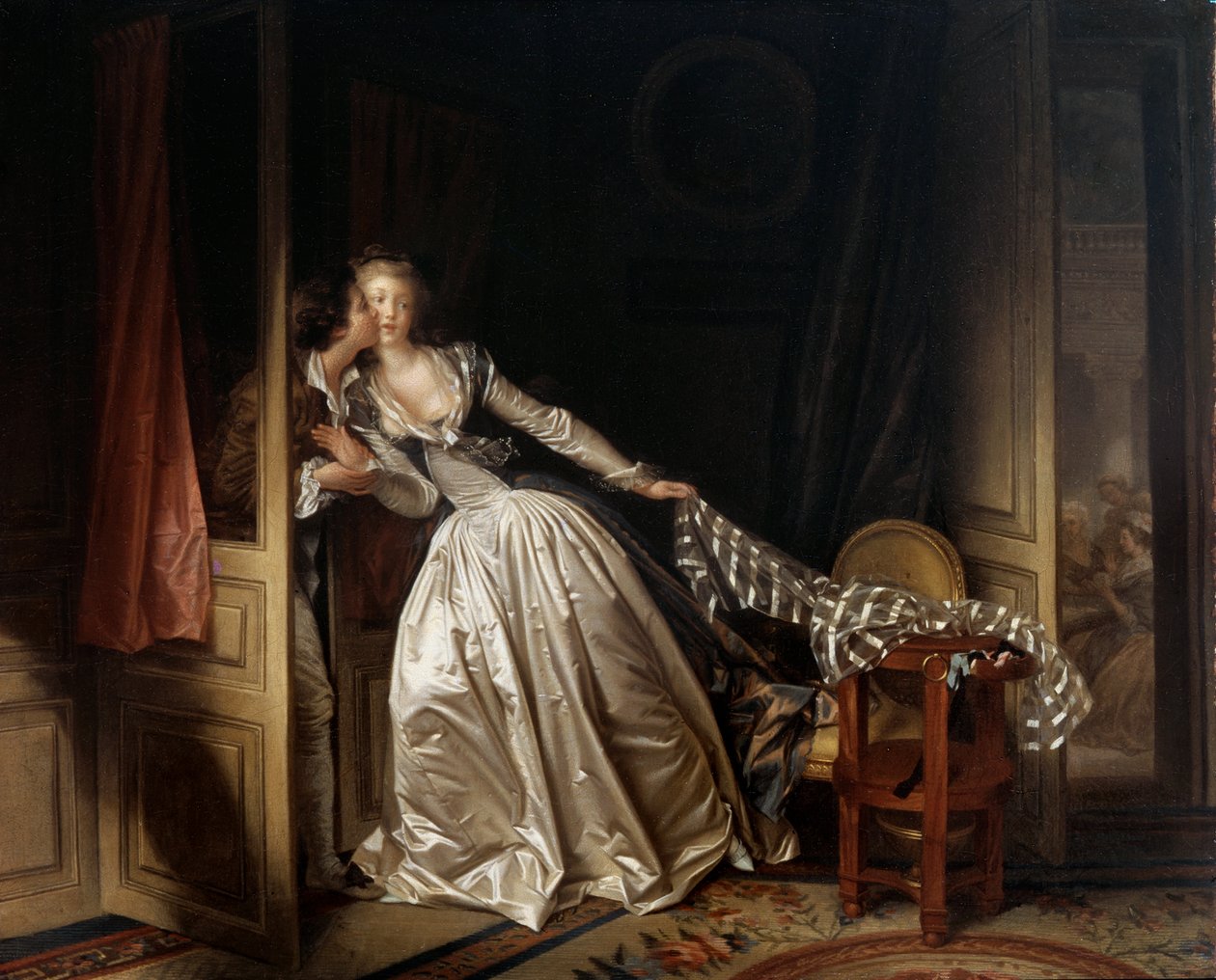 Den stulna kyssen, slutet av 1780-talet. av Jean Honore Fragonard