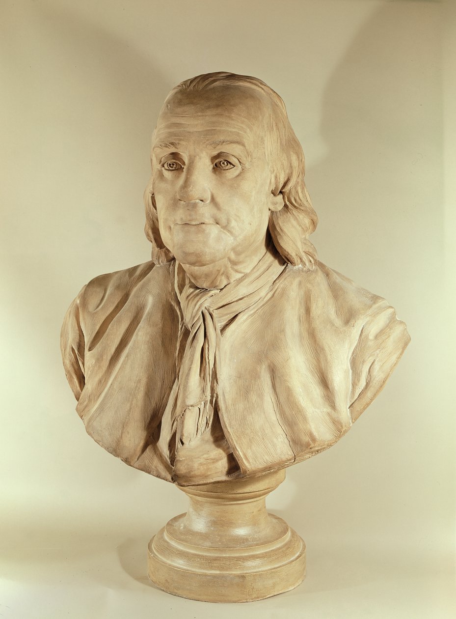 Byst av Benjamin Franklin (terrakotta) av Jean Jacques Caffieri