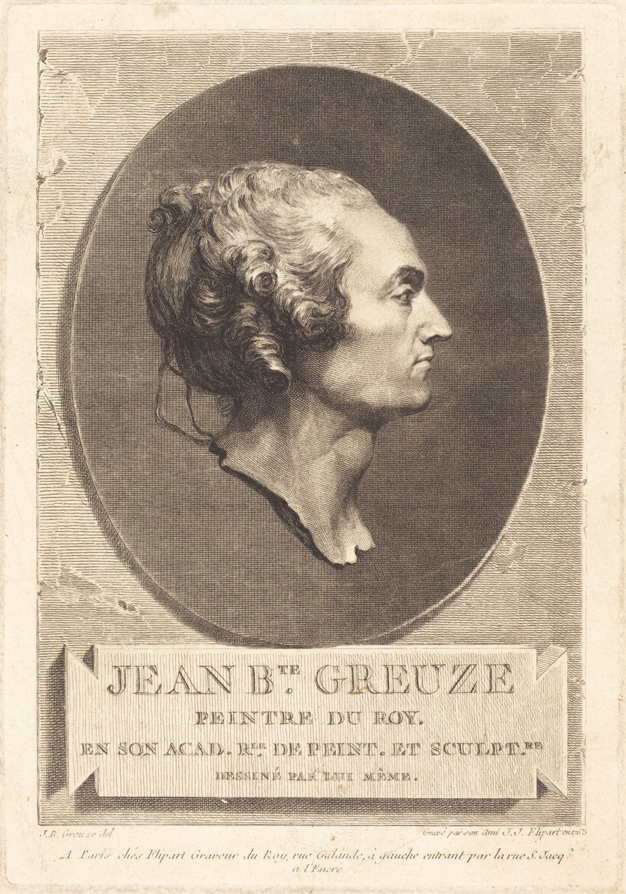 Jean-Baptiste Greuze av Jean Jacques Flipart after Jean Baptiste Greuze
