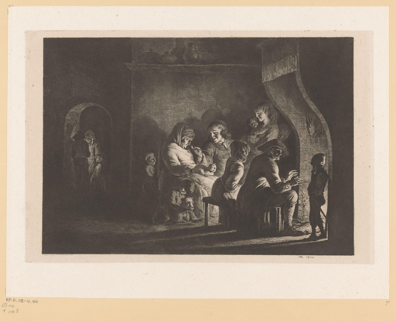Bondfamilj runt en eld av Jean Jacques de Boissieu