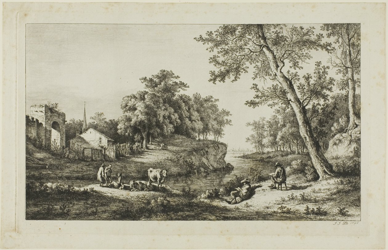 Rustikt landskap i Ambronay av Jean Jacques de Boissieu