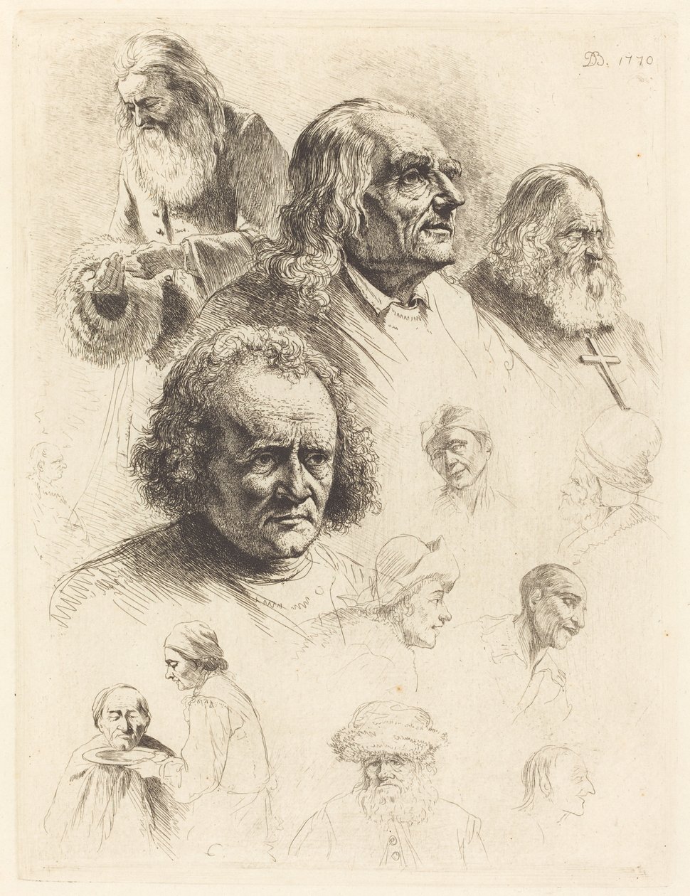 Tretton studier av huvuden av Jean Jacques de Boissieu