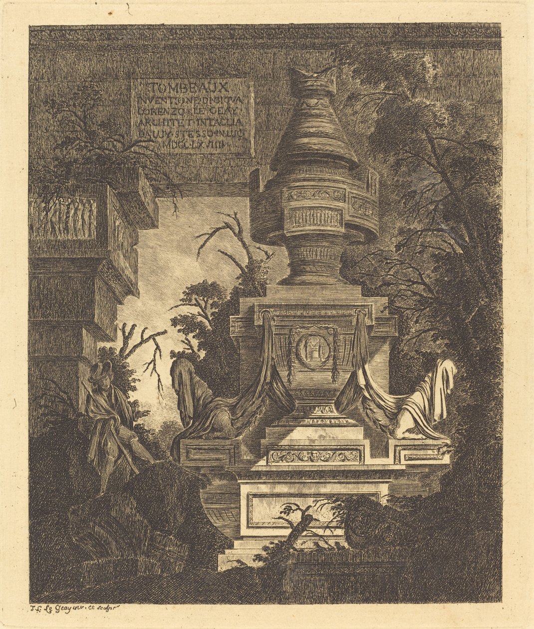 Frontispice för "Views of Tombs" av Jean Laurent Legeay