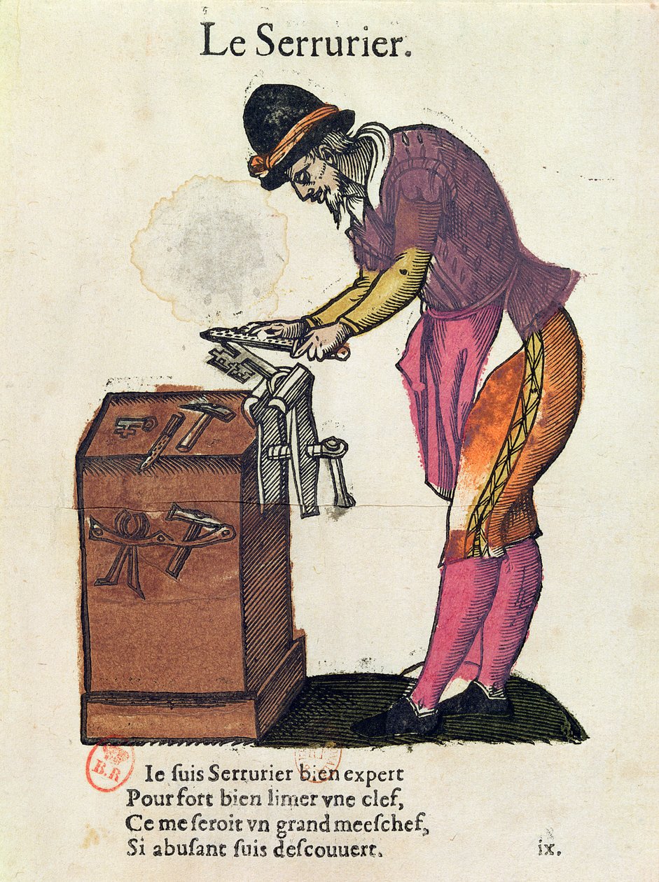 Låssmeden (färggravyr) av Jean Leclerc