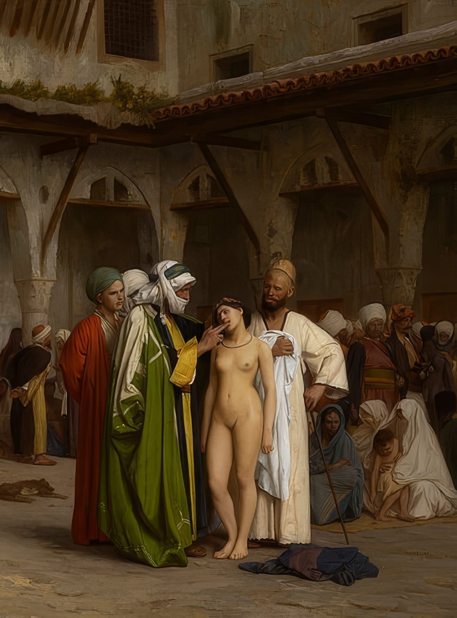 Slavmarknaden. Ca. 1867 av Jean Leon Gerome