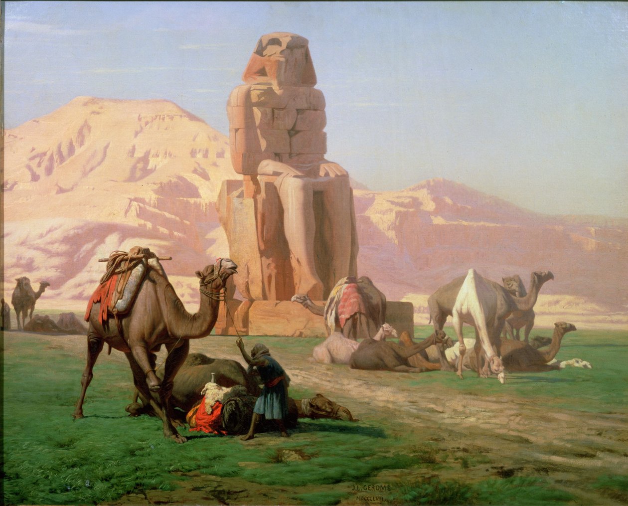 The Colossus of Memnon, 1857 av Jean Leon Gerome